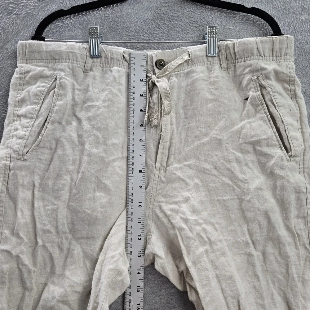 Tasso Elba Island Men Pants L Beige Linen Casual 29